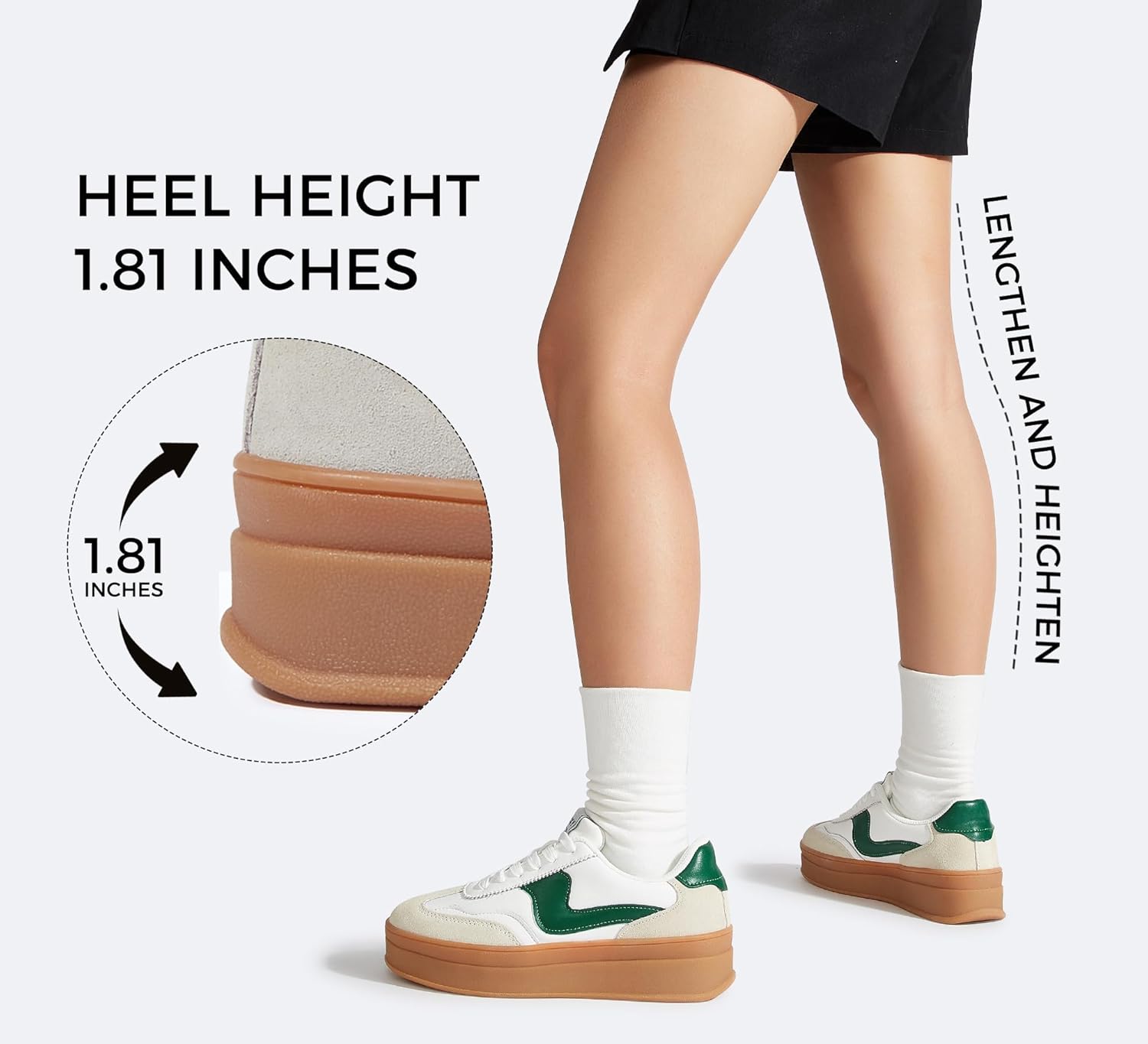 LUCKY STEP Women's Platform Fashion Sneakers Thick Sole Suede Faux Leather Classic Rubber Gum Sole Low Top Casual Walking Shoes - Image 7