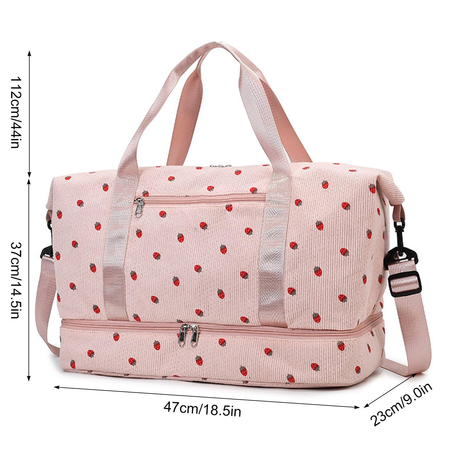Bolsa de Deporte Mujer, Bolsas de Fin de Semana, Bolsa de Viaje con Compartimento Zapatos y Compartimento Mojado, 20-35L (Rosa) - 3