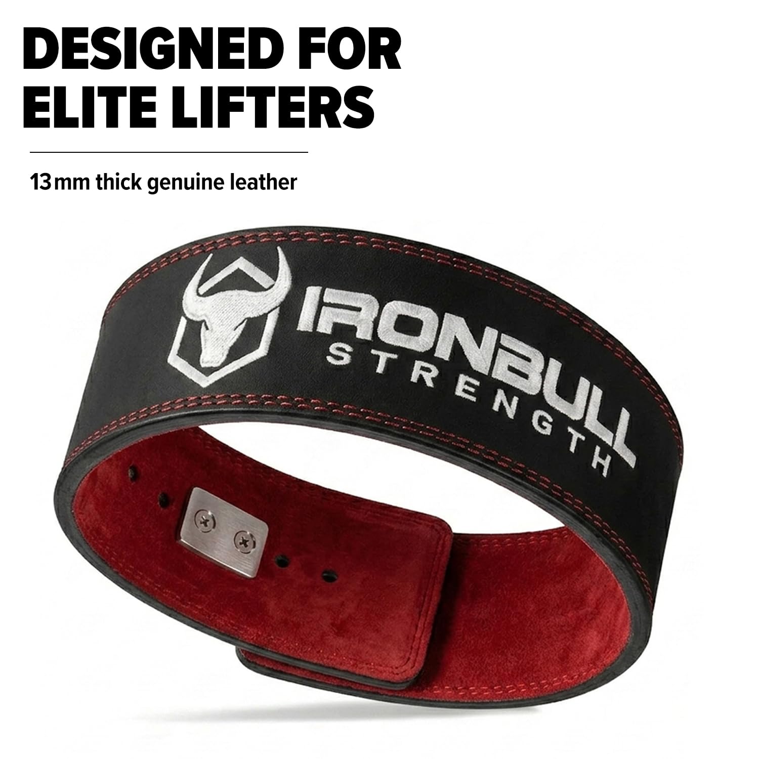 Gewichthebergürtel Pro – 13 mm Hebelschnalle – 10,2 cm breit Wildleder – Power-Rückenstütze für Gewichtheben, Krafttraining, Strongman, Fitnessstudio und Fitness (XXL, schwarz/rot)