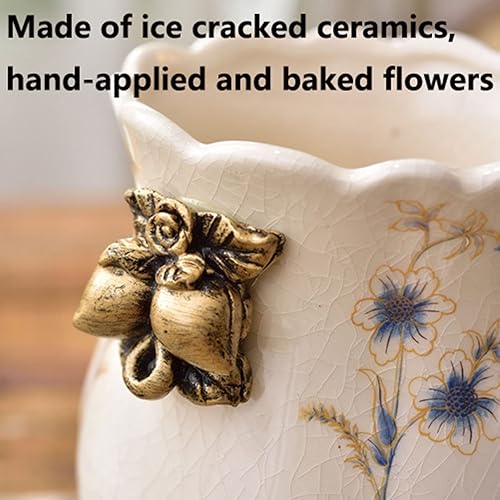 Miniatura 5 de Jarrón de cerámica alto para suelo, florero chino para decoración del hogar, florero japonés de 8.3 pulgadas, recipiente sofisticado para ramas