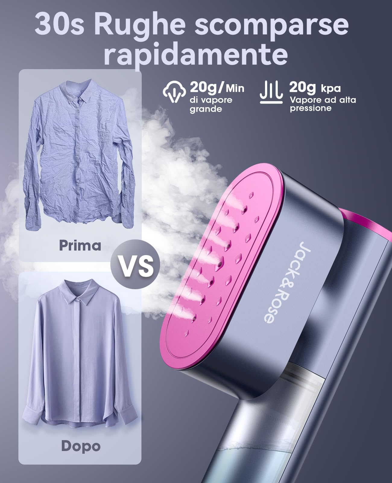 Ferro da stiro da viaggio, 100-240 V Doppia tensione Steamer, 1000W Vapore grande 22 g/min Ferro da Stiro Portatile, 15s rapido riscaldamento per il Global viaggio