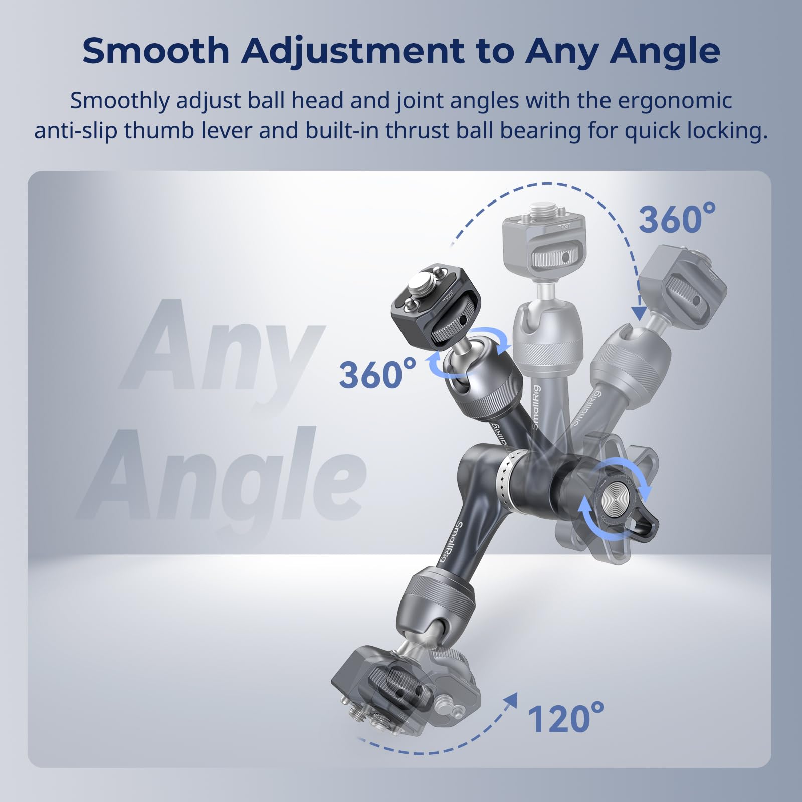 SMALLRIG Brazo mágico con Roseta de 7", Soporte para Monitor de Cámara, Brazo Articulado con Tornillo de Ubicación de 1/4"-20 y 3/8"-16 Capacidad Máxima de Carga de 3,5 kg, Brazo de Fricción - 4899