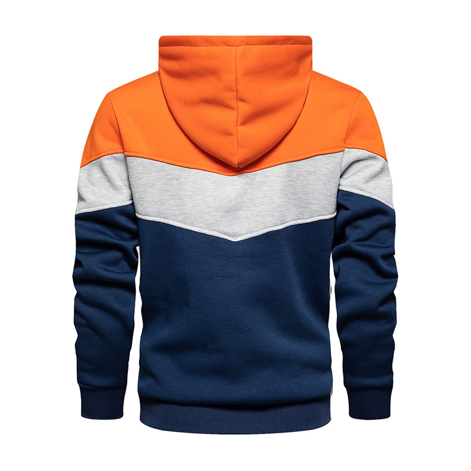 Maiyifu-GJ Camo Loose Fit Hoodies for Men Color Block Sport Hooded Sweatshirt Long Sleeve Contrast Color Pullover Hoodie (Orange,Small)