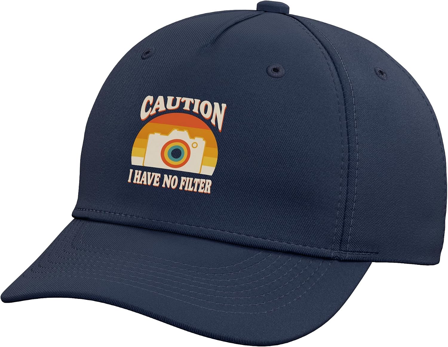 Caution I Have No Filter Retro Vintage Camera Sarcastic Adjustable Baseball Hat