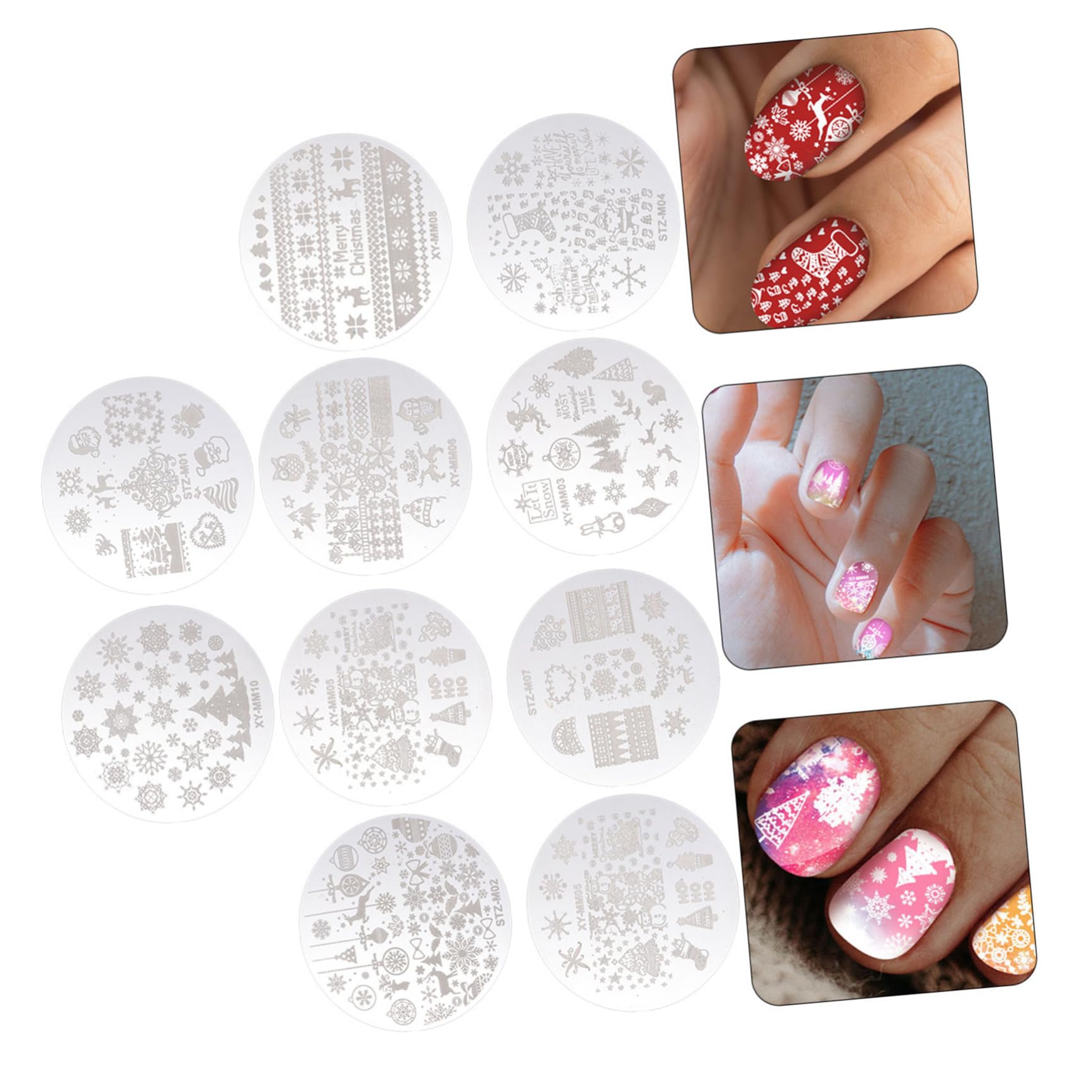ABOOFAN Juego De 3 Placas De Estampación Para Decoración De Uñas Herramientas De Manicura Navideñas Para Decoración Paquete De 10 Unidades.