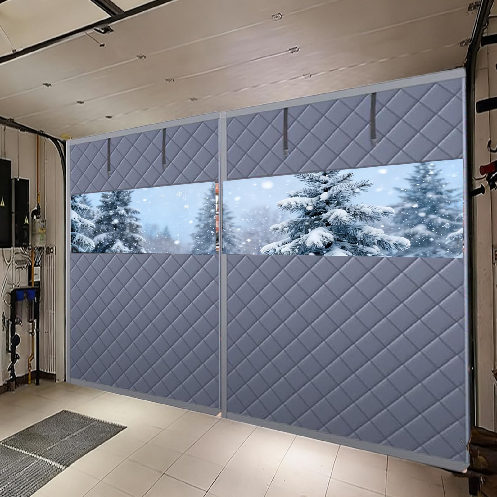 Housse de porte extérieure isolante avec fenêtre pour protéger le garage du froid hivernal