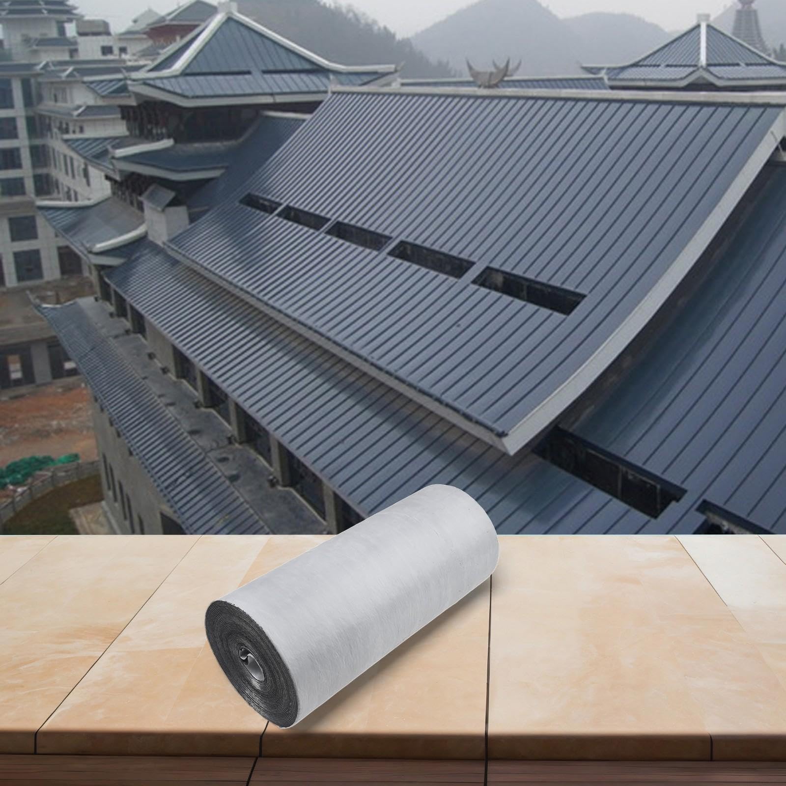Lámina aislante impermeable plateada 30 cm para reparación de techos (gris | Fuerte adherencia, resistente al calor hasta 85 °C, material de polietileno, autoadhesivo, para interior y exterior