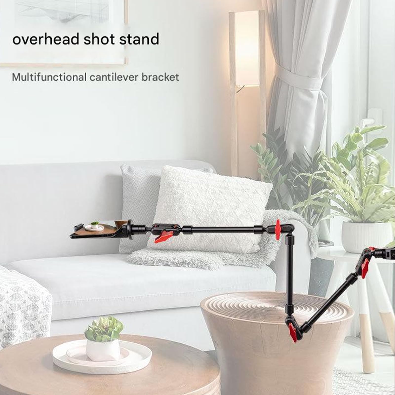 Generico Morsetto per braccio articolato a frizione per webcam smartphone | Morsetto per braccio a frizione regolabile con vite da 1 / 4 pollice per monitor microfono con luce LED, accessori