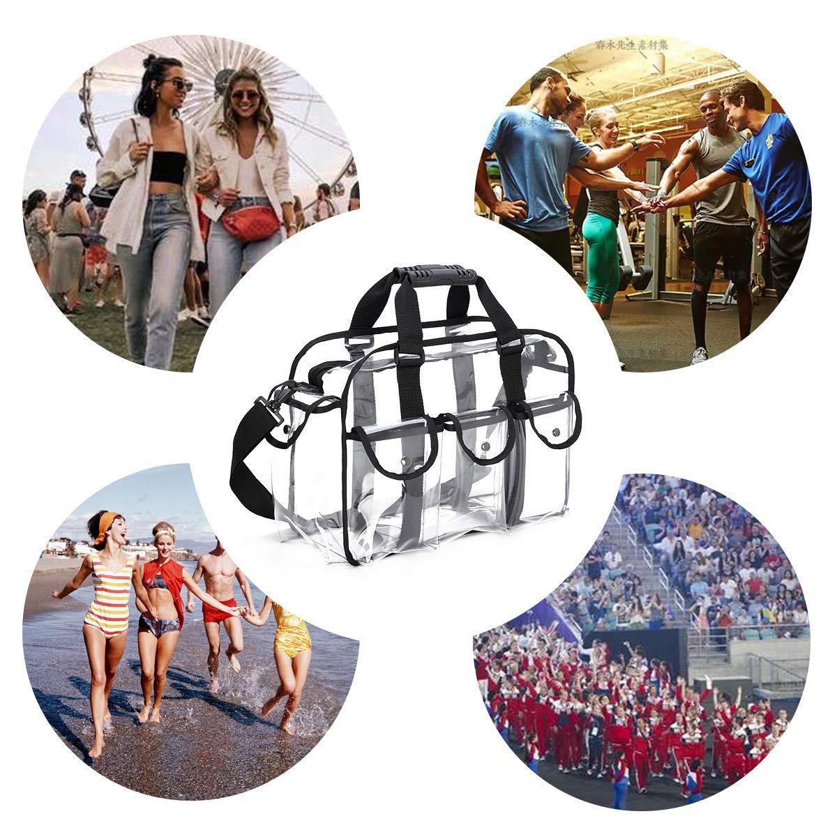 Clear Makeup Artist Bag, Storage Travel Zip Organiser with Handles, Side Pockets, Shoulder Strap & Compartments, PVC Plastic Vinyl - Image 4