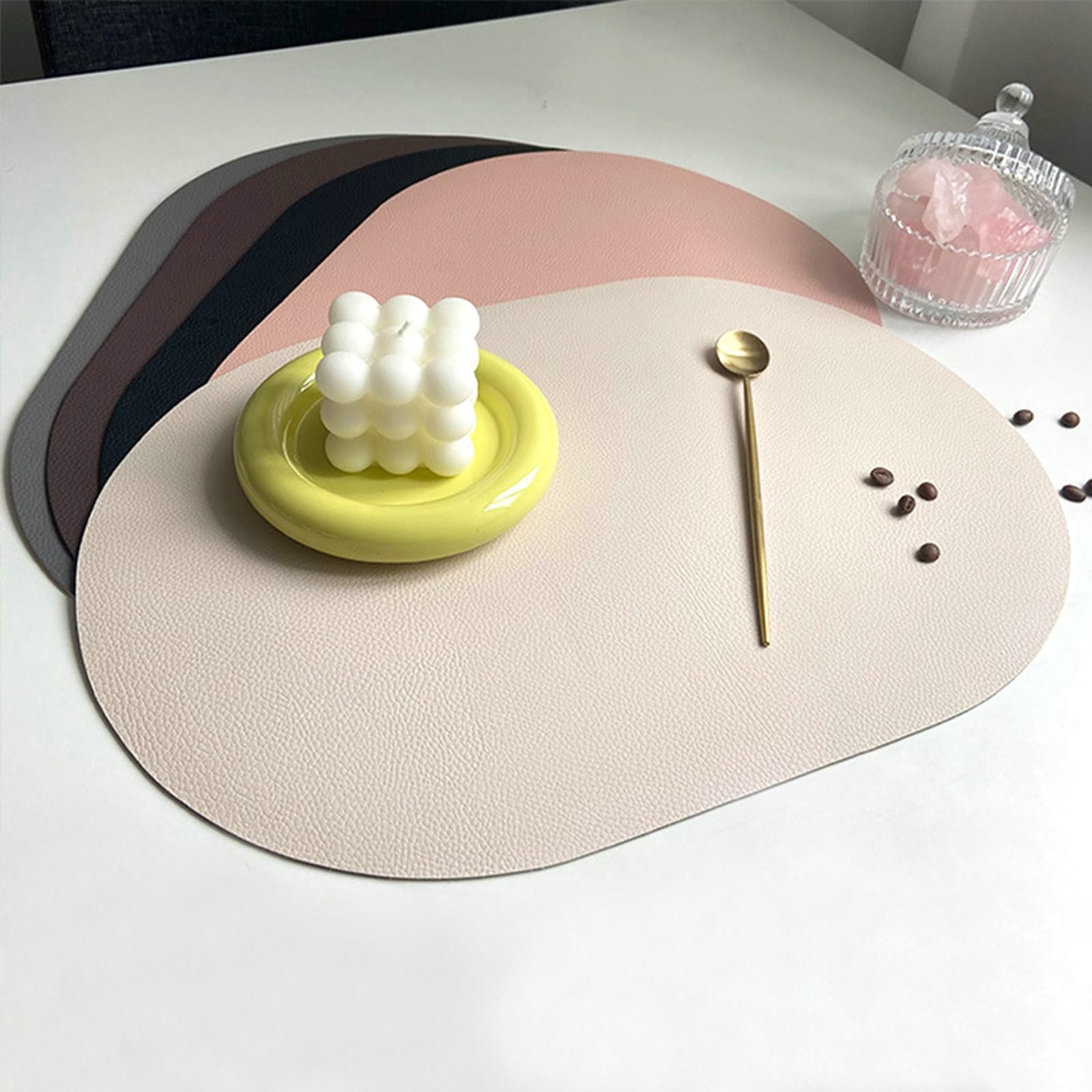 Tovaglietta Colazione Rettangolare Set Di Tovagliette Da 6 Pezzi 30x44CM Tovaglietta Cucina Antiscivolo Lavabile Grigio Scuro Beige Bianco