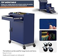 Vista 5 de 5-Drawer High Capacity Rolling Tool Box, Removable Cabinet Storage Tool Chest with Wheels and Drawers, Detachable Toolbox with Lock for Mechanics