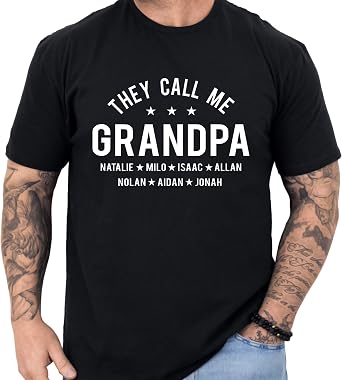 Personalized Grandpa T-Shirt Gift for Grandfather Birthday Gift for Grandpa Fathers Day Shirt Customized Godfather Shirt Gift for Papa New Pop Pop Tshirt Multi