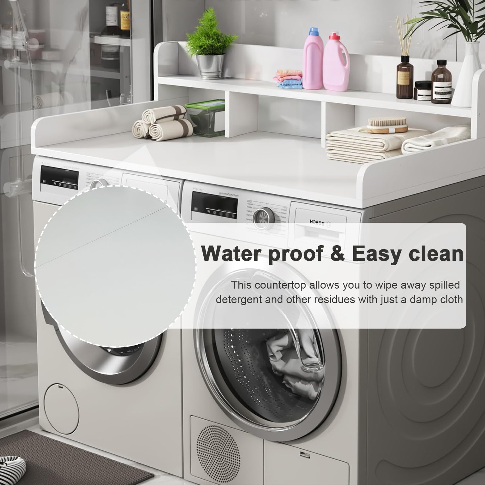 Washer And Dryer Countertop With Shelves, 54" X 27.56" 3 Tiers Large