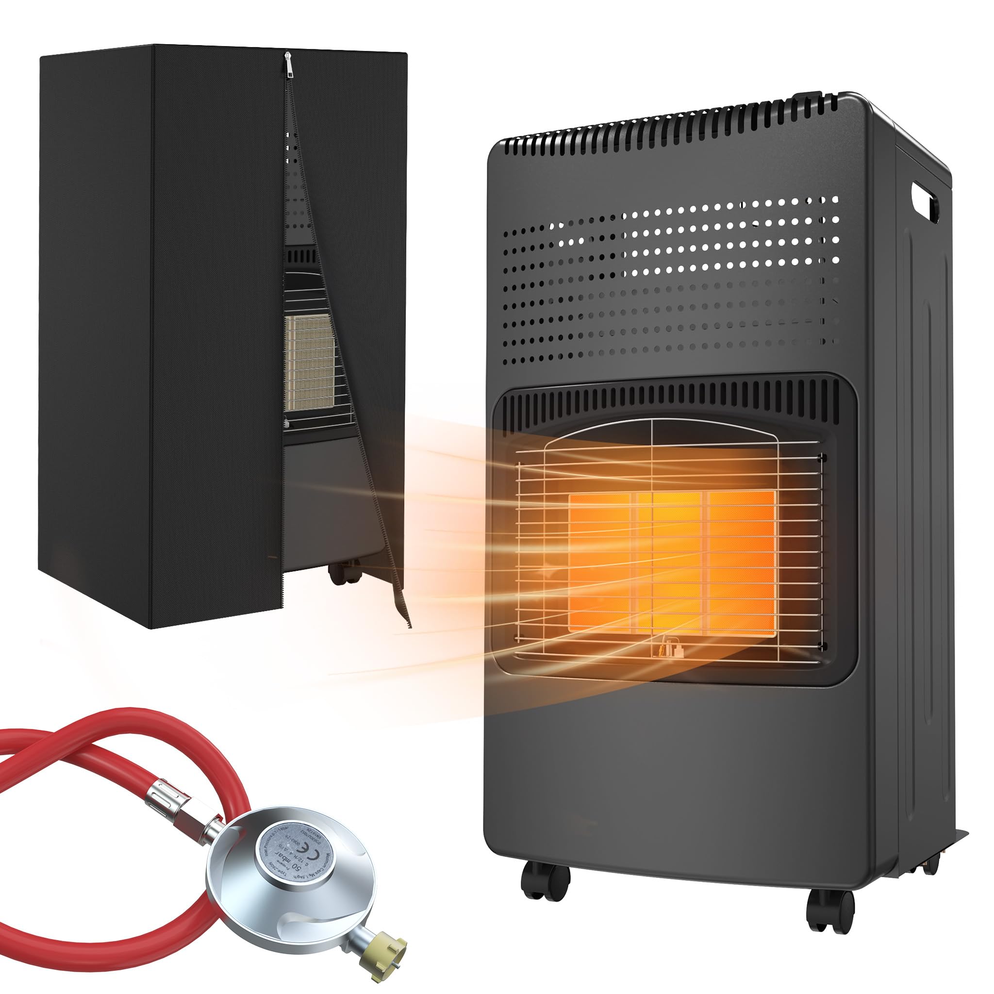 Chauffage au gaz en céramique, 3 niveaux de chauffage, brûleur en céramique, avec tuyau à gaz, chauffage d'hiver, appareil de chauffage d'intérieur pour la maison, la chambre à coucher, le