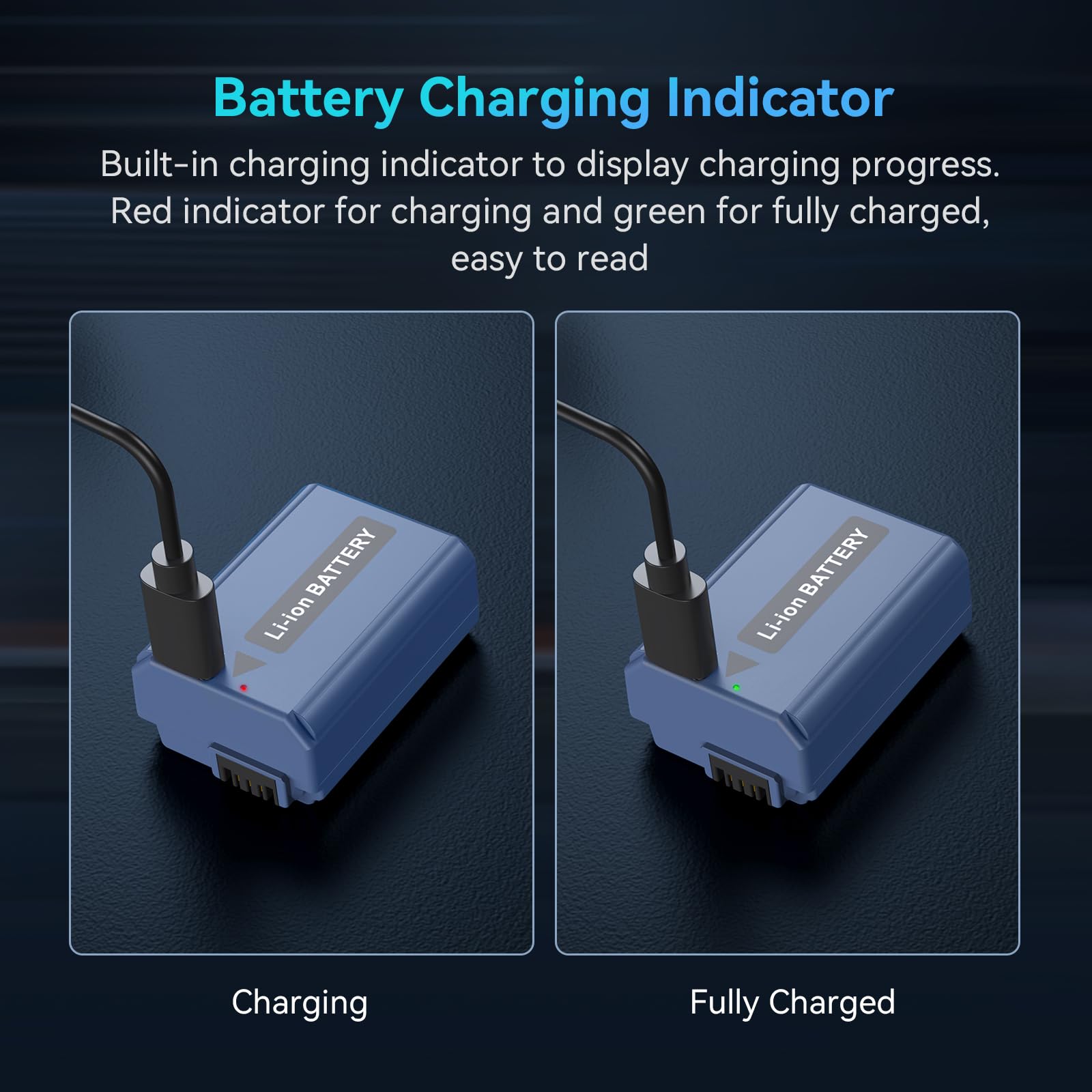 SMALLRIG NP-FW50 Batteria per Sony ZV-E10/A7SII/A6500, 1030mAh USB-C Batteria a Ricarica Rapida per Sony A7RII, A7, A7S, A7R, A6400, A6500, A6300, A5000, A5100, A6000, RX10, Blu - 4330