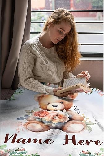 Miniatura 211 de Manta personalizada con diseño de jirafa y elefante, manta de franela suave, acogedora y ligera con nombre para sofá, cama, sofá, regalo, unisex