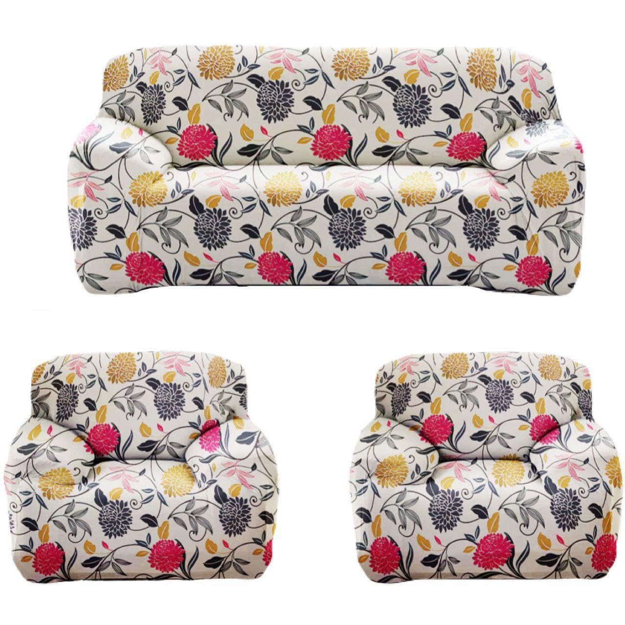 Universal Elastic fit (3+1+1) Premium Modern 5 Seater Sofa Cover Fully Covered, Non-Slip Sticky Elastic Stretchable Anti-Slip Furniture Protector for (R10-image-38