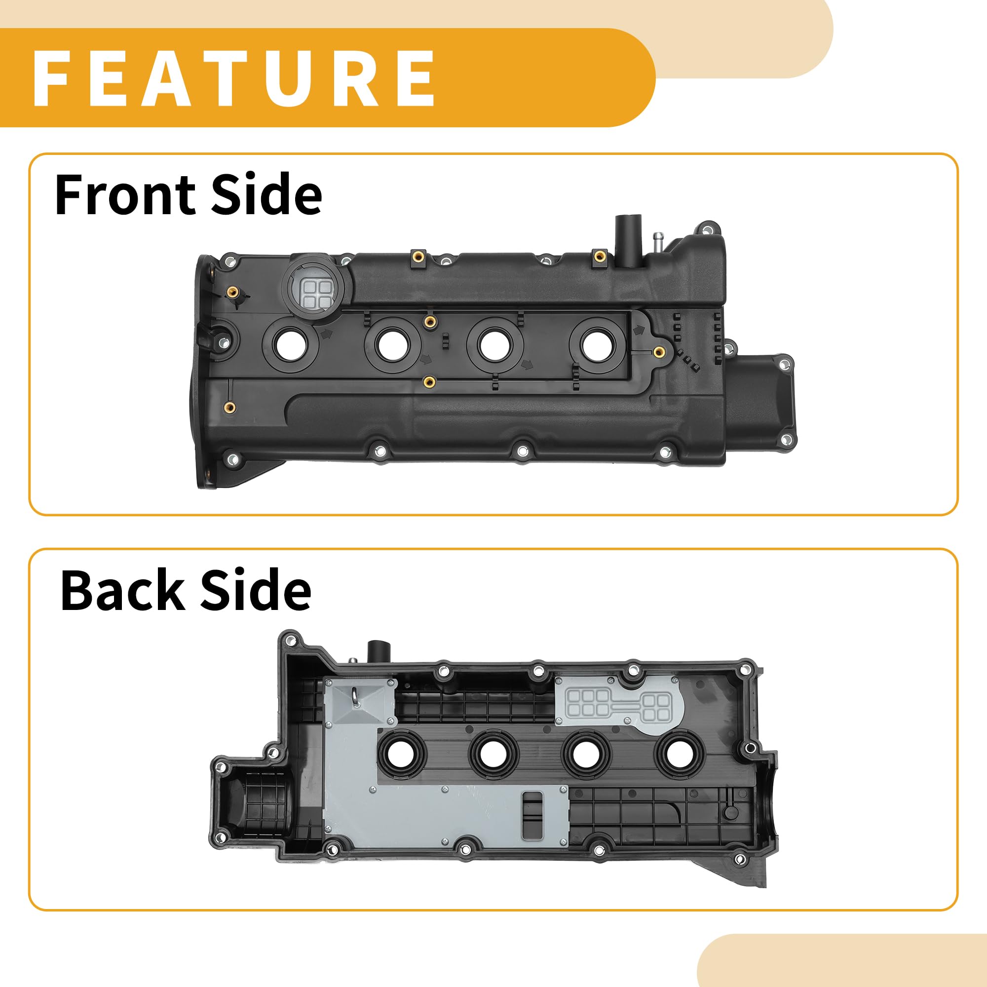Coperchio della Valvola del Motore No.2241023010 Coperchio della Valvola Anteriore per Hyundai Elantra 1.8L 2.0L Plastica Nera con Guarnizione