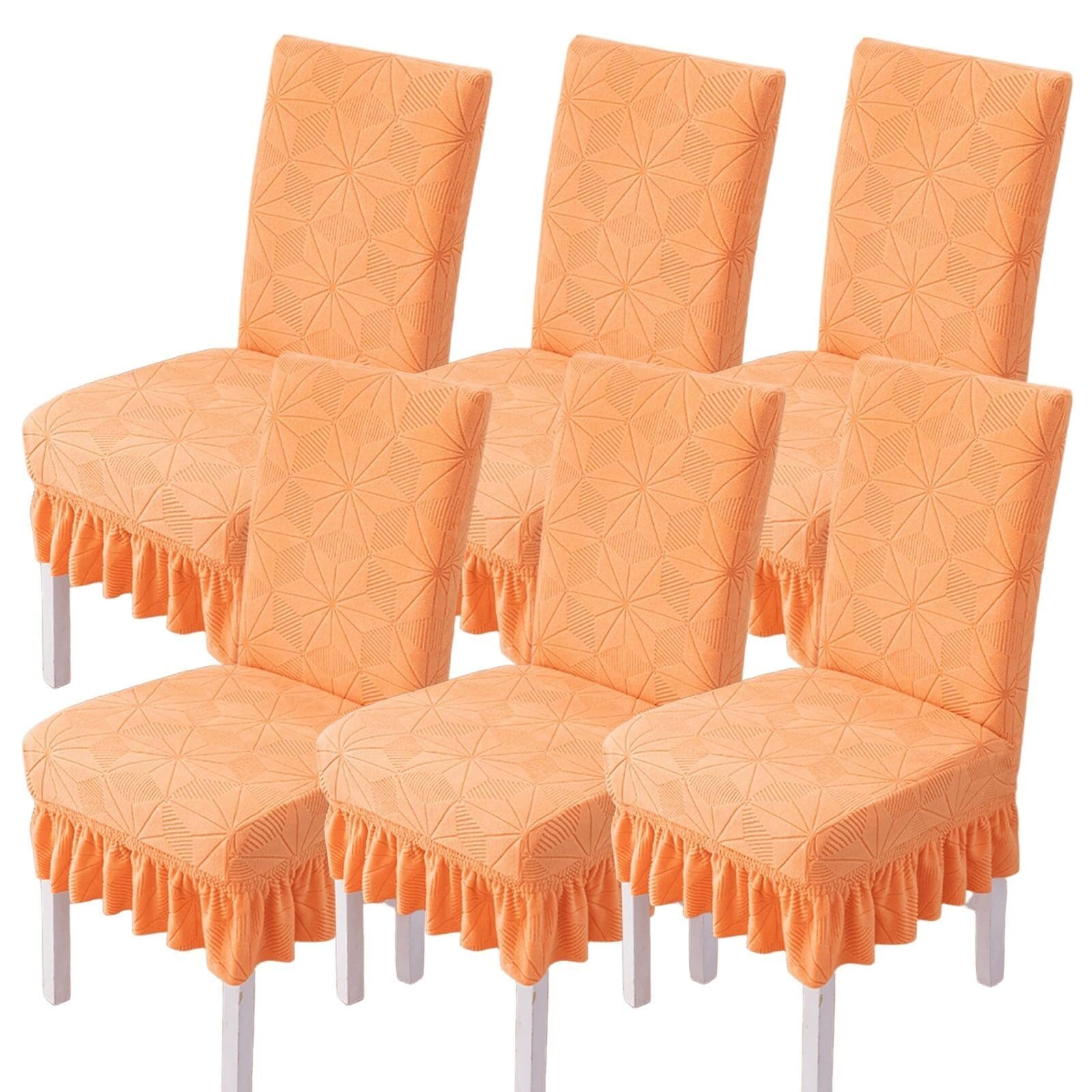 NMVAWIPT Jacquard Stretch Universal Dining Chair Covers With Skirt, Removable Washable Protectors For Home, Restaurant, Banquet(39#)