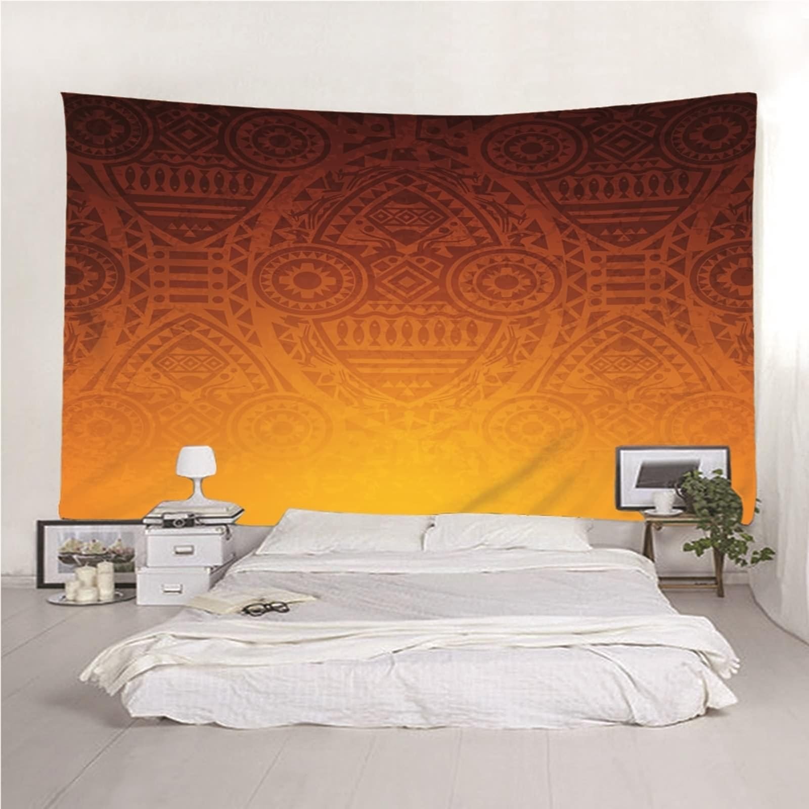 Arazzo in tessuto arancione arazzo coperta indiano etnico gradiente XXL 350 x 256 cm (larghezza x altezza) Premium per la decorazione della casa e del soggiorno