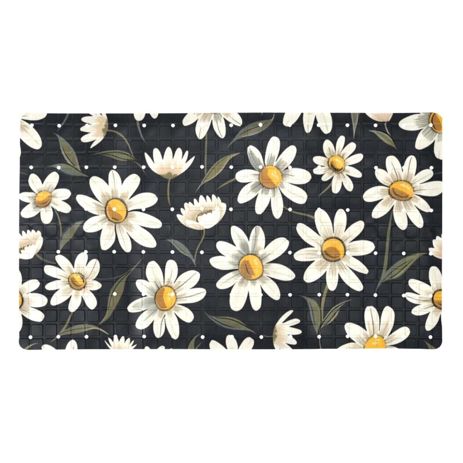 Tapis de bain antidérapant extra long séchage rapide grand tapis de douche floral pour la maison