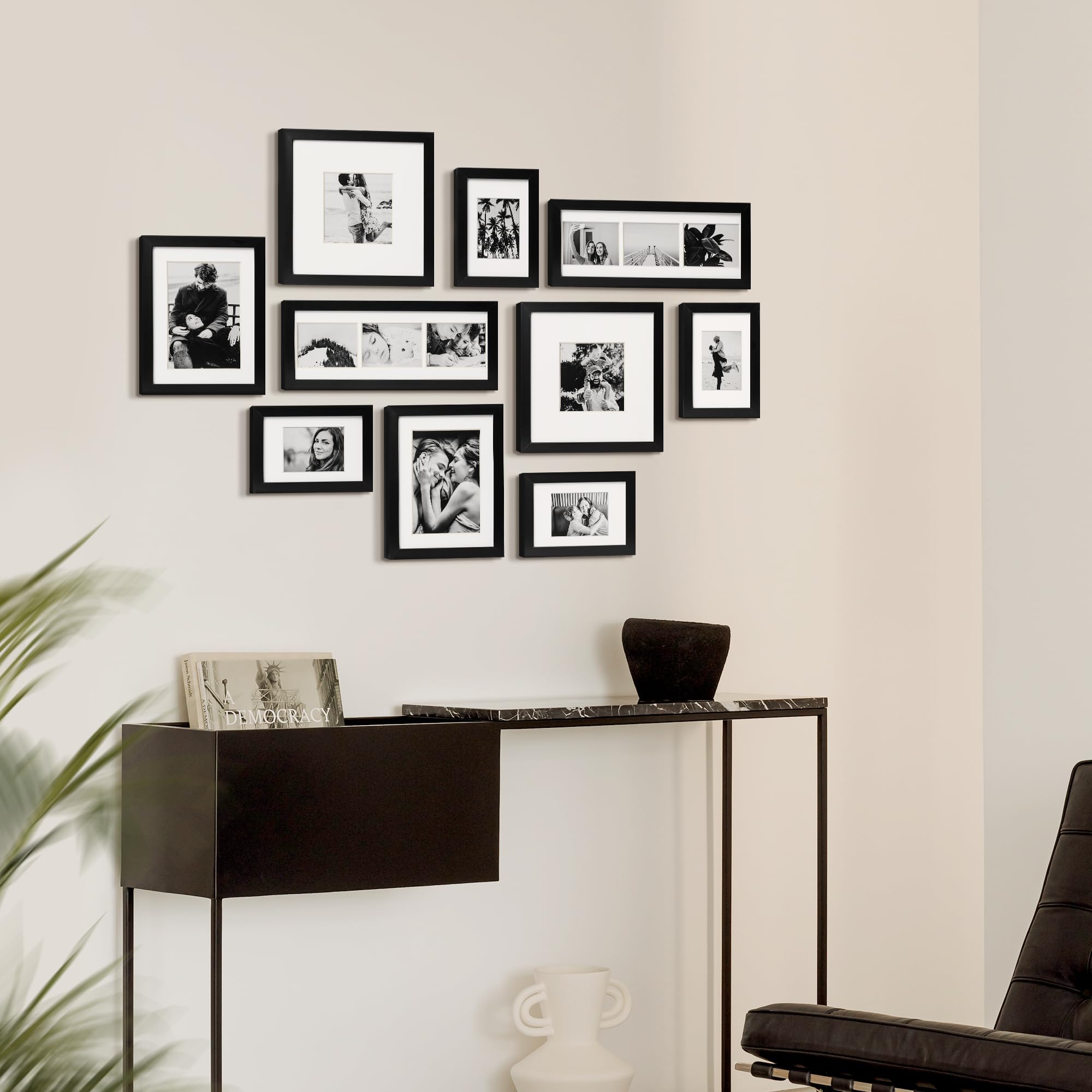 ArtbyHannah Assorted Sizes Gallery Wall Frame Set, Black Picture Frame Collage for Living Room, Staircase & Home Decor (Small)