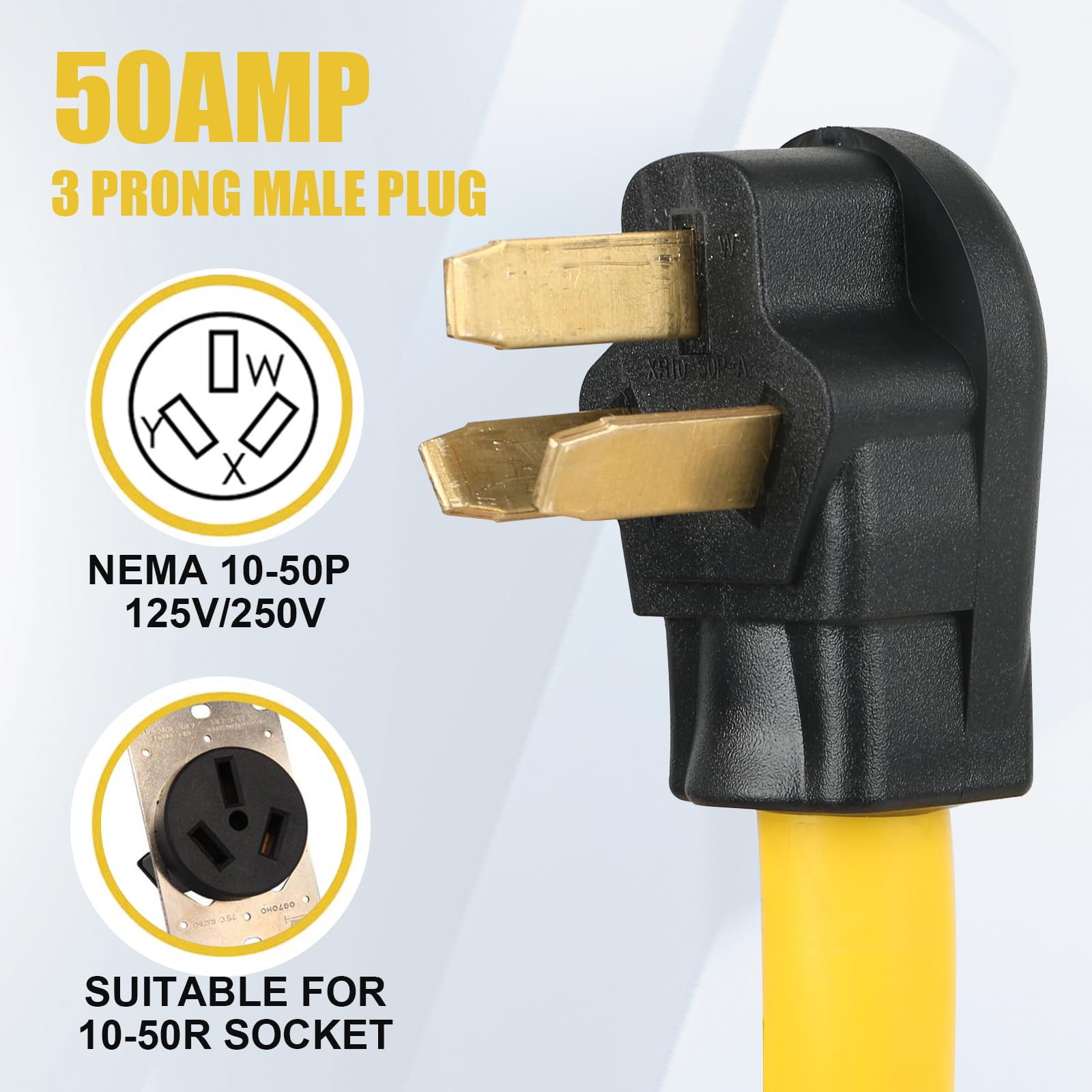 Amazon.com: 15FT NEMA 10-50P to 10-50R Extension Cord, ZDHQLHJ 3
