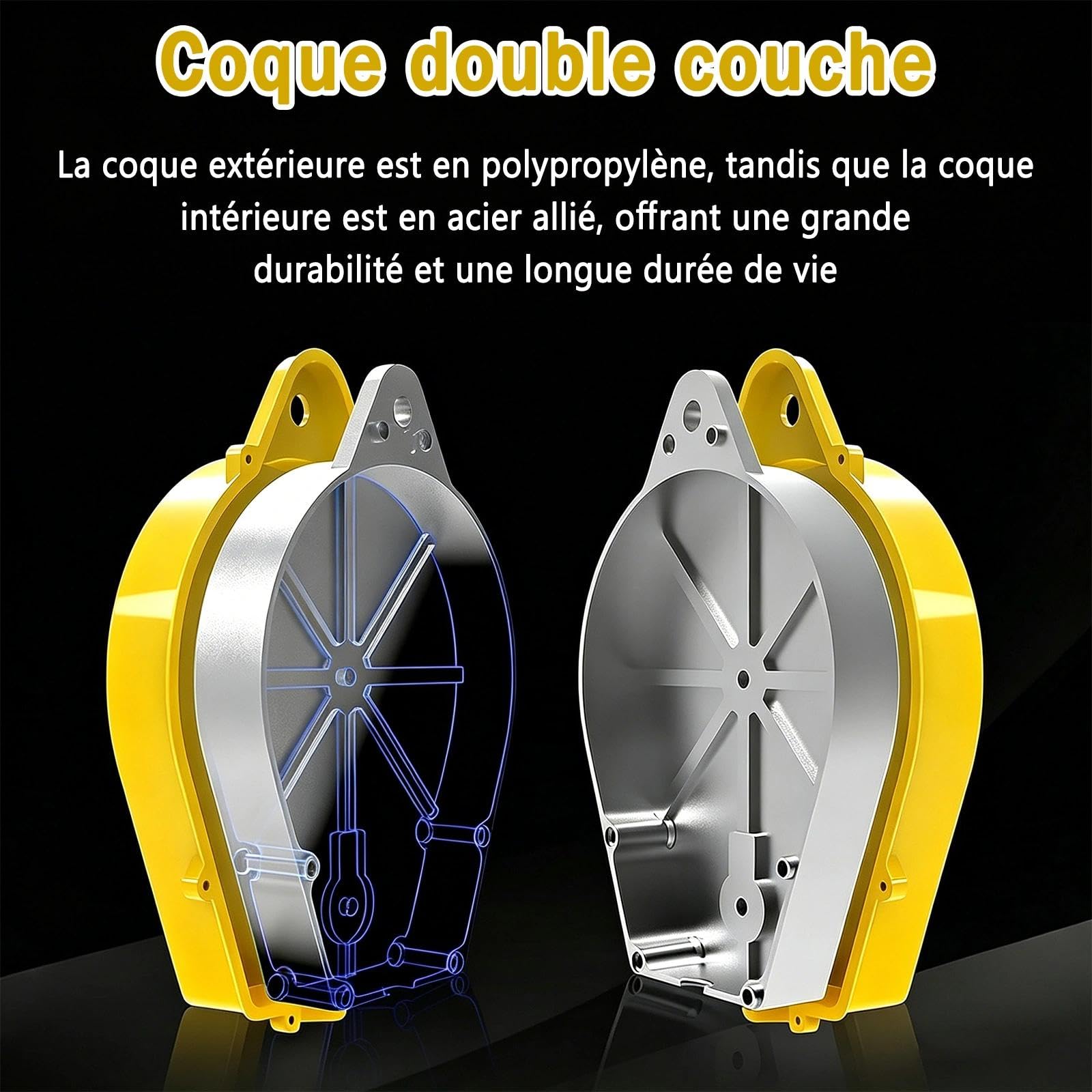 10m Dispositif Antichute a Rappel Automatique, Charge Max 150kg | Harnais de Securite Anti Chute Toiture et Travaux en Hauteur, Stop Chute Toiture avec Crochet Autobloquant 360° (Jaune,10m)