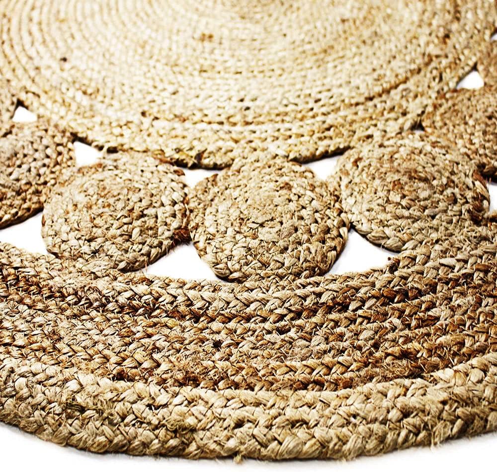Rug, 90 cm Diameter, Natural – BigaMart