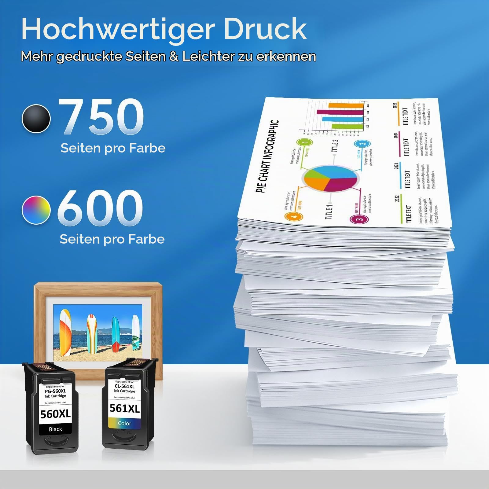 ColoWorld Druckerpatronen 560 561 XL Multipack – Kompatibel mit Canon 560 561 / PG-560XL CL-561XL – Bis zu 1350 Seiten-Für Pixma TS5350i TS5350a TS5350 TS5351 TS5352 TS5353 TS7450i TS7450 TS7451