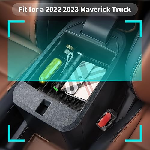 Miniatura 6 de CDEFG Organizador de consola central Maverick para 2022 2023 2024 2025 Maverick Camión Consola central, reposabrazos, bandeja de almacenamiento,