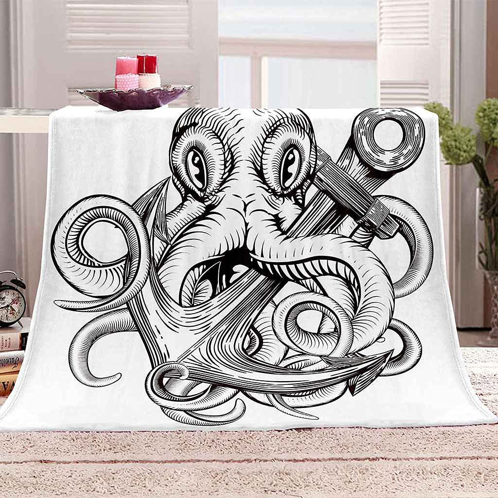 Couverture sofa 3d poupelle croquis noir plaid microfibre anti-froid pour lit et canapé