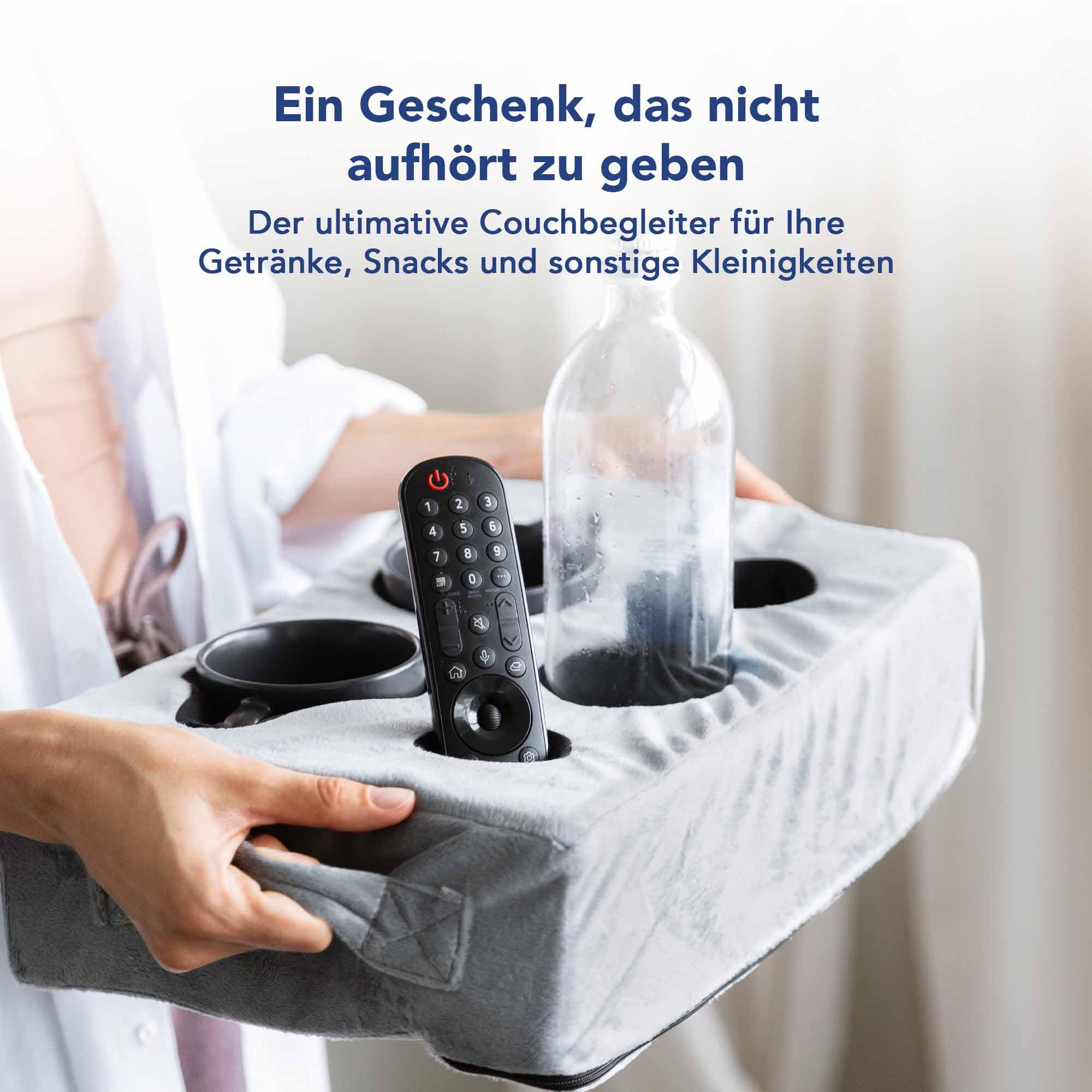 INNO STAGE Couch Cup houder drankhouder bank bekerhouder kussen afneembaar en wasbaar kussen met koffiebekerhouder voor thuis, auto, park, reizen, vliegtuig