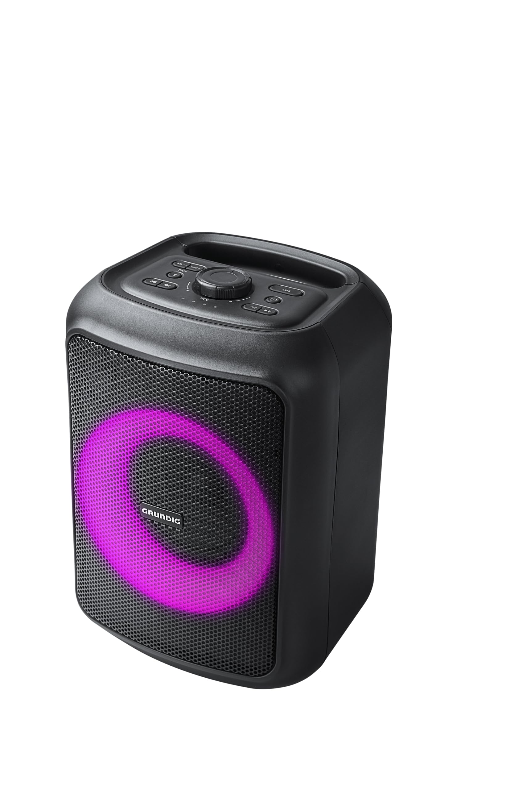 GRUNDIG Party Hit głośnik Bluetooth, Soundbox, 90 W, Bluetooth 5.0, zasięg do 10 m, efekty świetlne RGB, do 12 godzin baterii, funkcja powerbanku, wodoszczelność IPX4, czarny