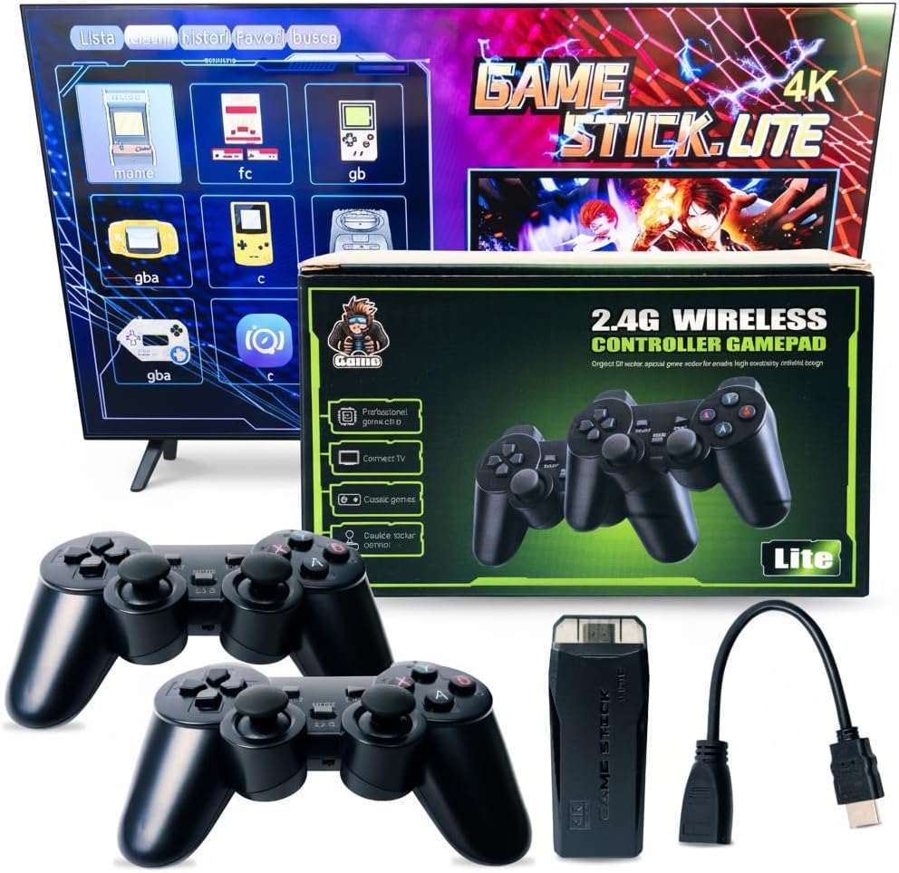 Consola retro Kulturdenda Game Stick Lite 4K con 20000 juegos y 2 mandos inalámbricos por 26,20€ ¡¡34% de descuento!!