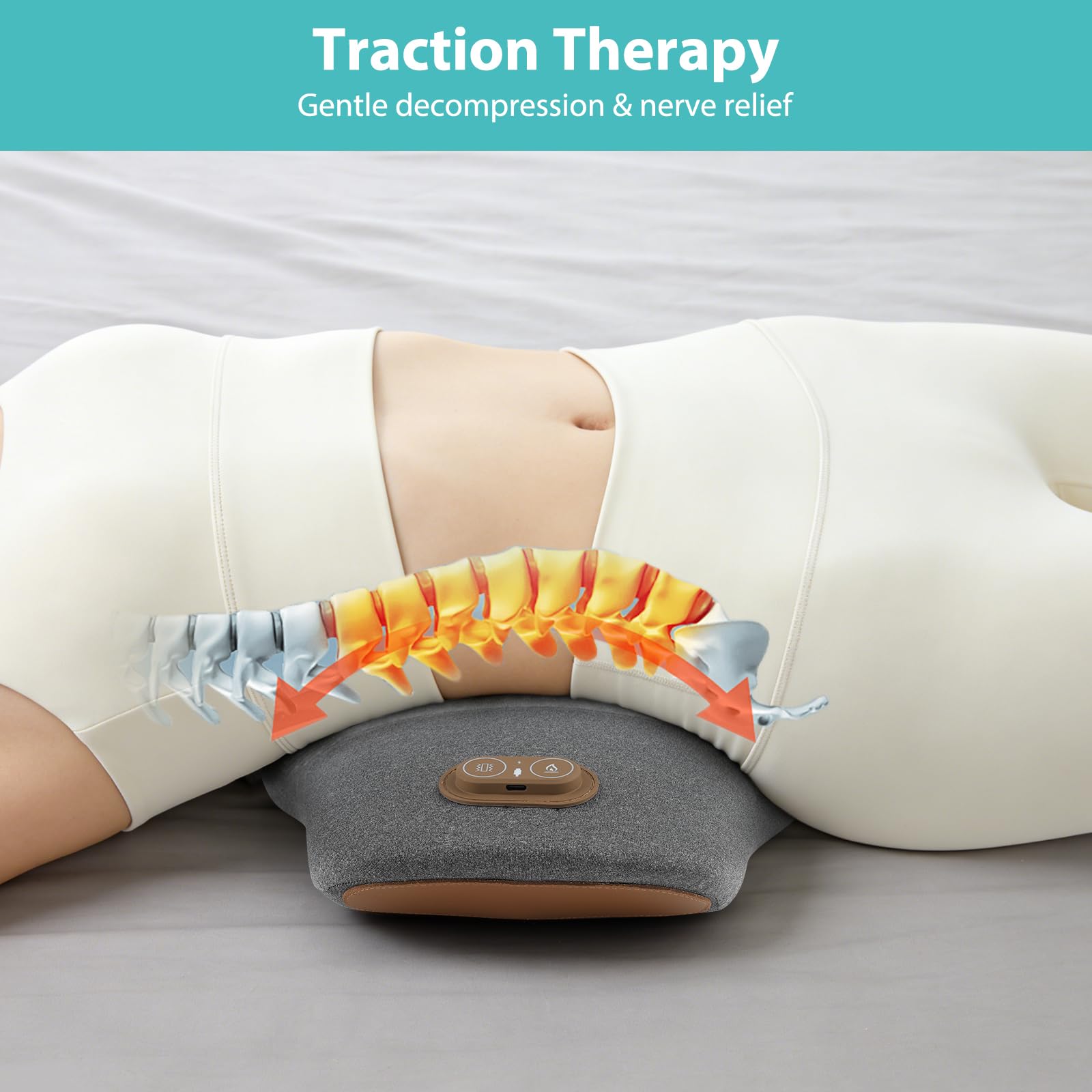 Dispositivo de masaje lumbar eléctrico, masajeador lumbar eléctrico, dispositivo eléc-trico de tracción lumbar, masajeador lumbar eléc-trico, masajeador trasero con vibración y calor, masajeador
