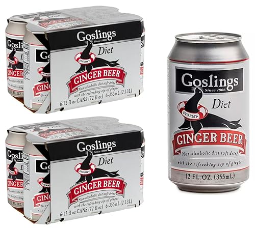 Goslings Latas de cerveza de jengibre Diet de 12 onzas líquidas cada una  Cerveza de jengibre sin azúcar para Moscú Mule y mezcladores para bebidas