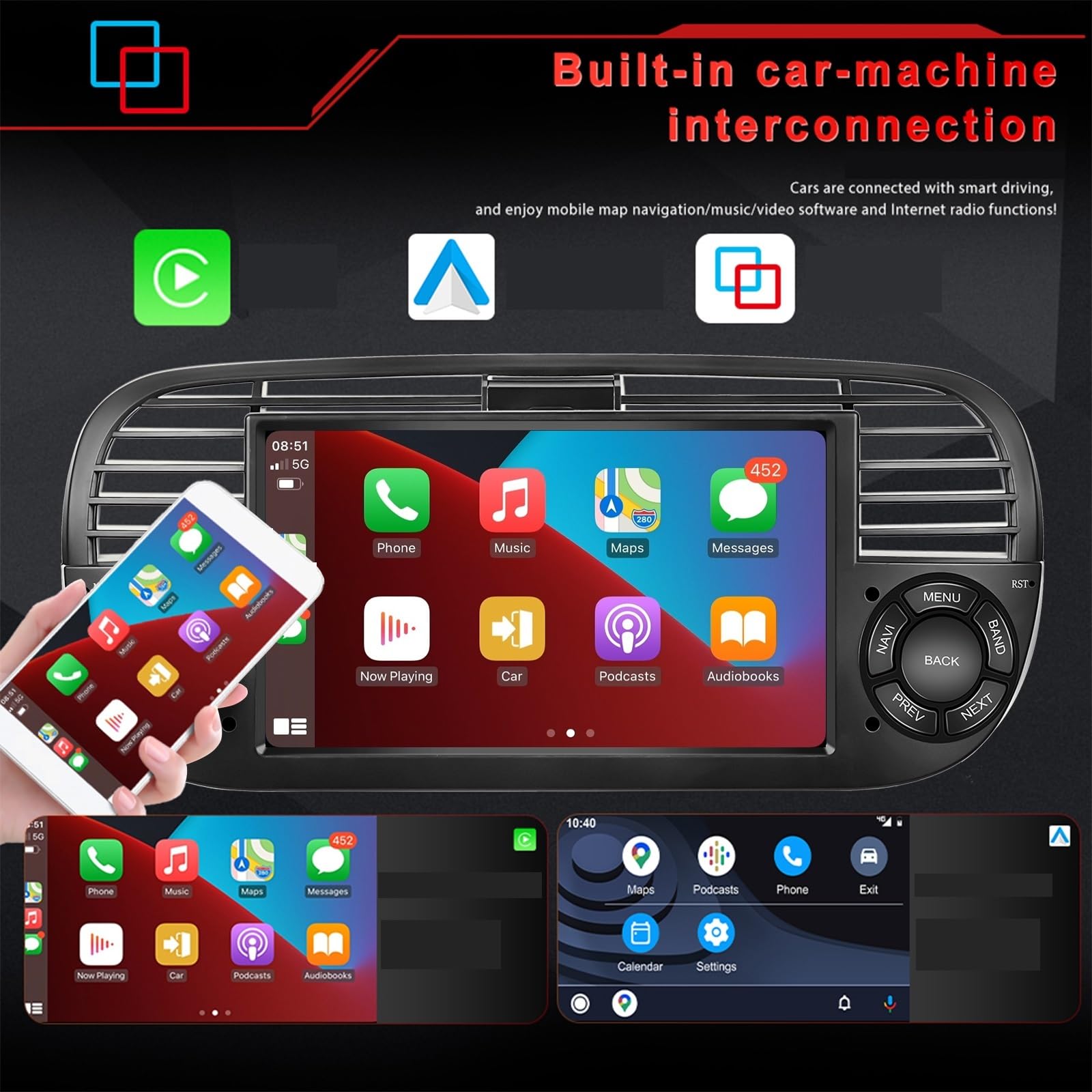 Nawigacja satelitarna Radioodtwarzacz samochodowy Odtwarzacz multimedialny Auto WIFI Nawigacja GPS(1 16G WE CAM)