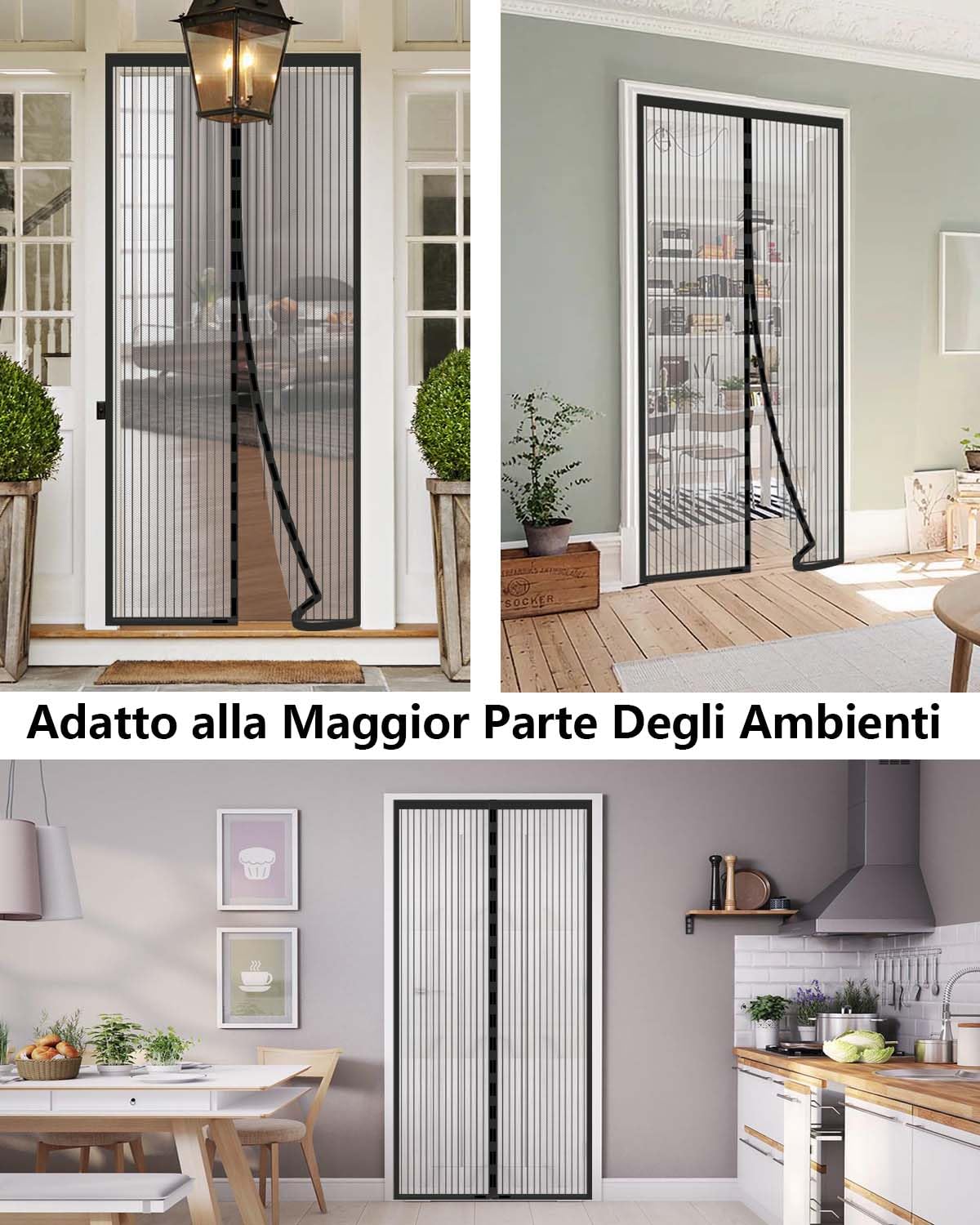 HW CASA Zanzariera Magnetica 140x240 con 34 Potenti Magneti e 2 Blocchi di Peso,Zanzariera Porta Si Chiude da Sola,Tenda Zanzariera per Impedire Ingresso di Mosche e Zanzare,Facile da Installare