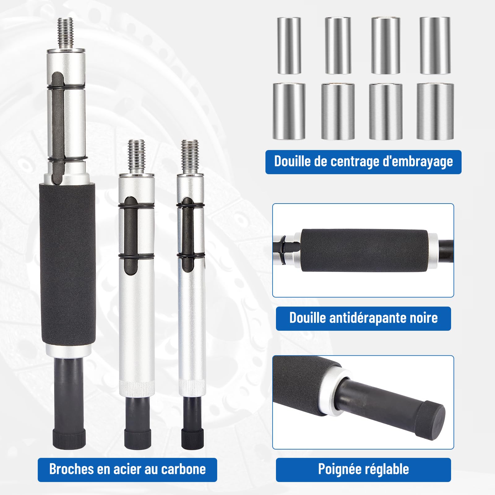 11 Pièce Centreur Embrayage Universel, 12-20mm Outil de Centrage d'embrayage, Coffret Centreur Embrayage Portable pour la Plupart des Voitures et Véhicules Utilitaires Légers