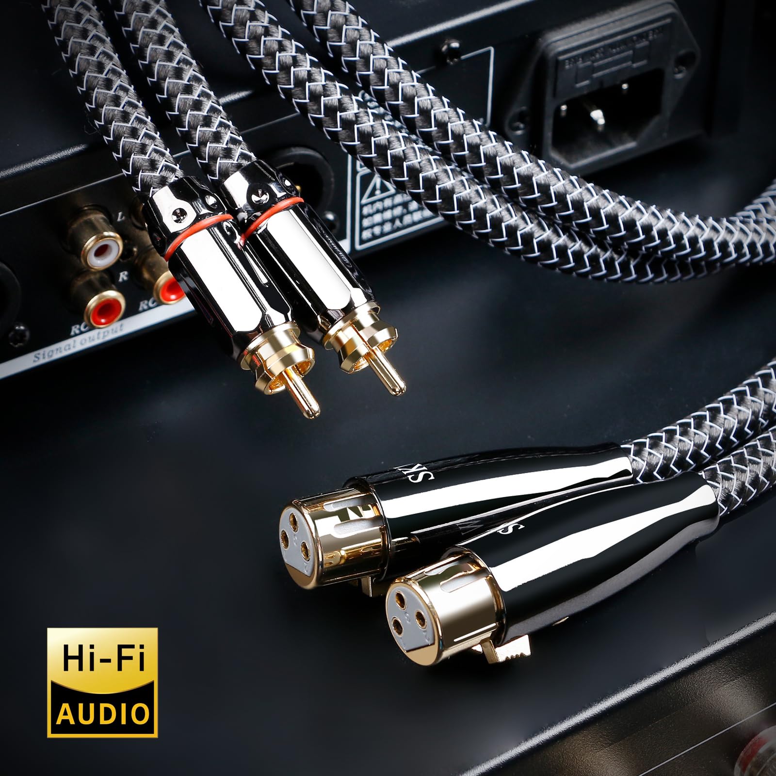 SKW Cavo Singolo XLR Femmina a RCA Maschio, Serie WG a Filo Intrecciato Rame e Argento per Trasmissione Segnale Pura, per Lettori CD, Amplificatori e Impianti Hi-Fi, Lunghezza 1M (Cavo Singolo)