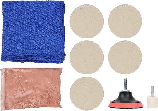 Cerium Oxide Glass Polishing Kit,Car Windscreen Glass Scratch Remover 100g Cerium Oxide Powder Polishing Kit Wheels Set Polish Pads Polishing Buffing Wheel Wool Felt Buffing Wheels