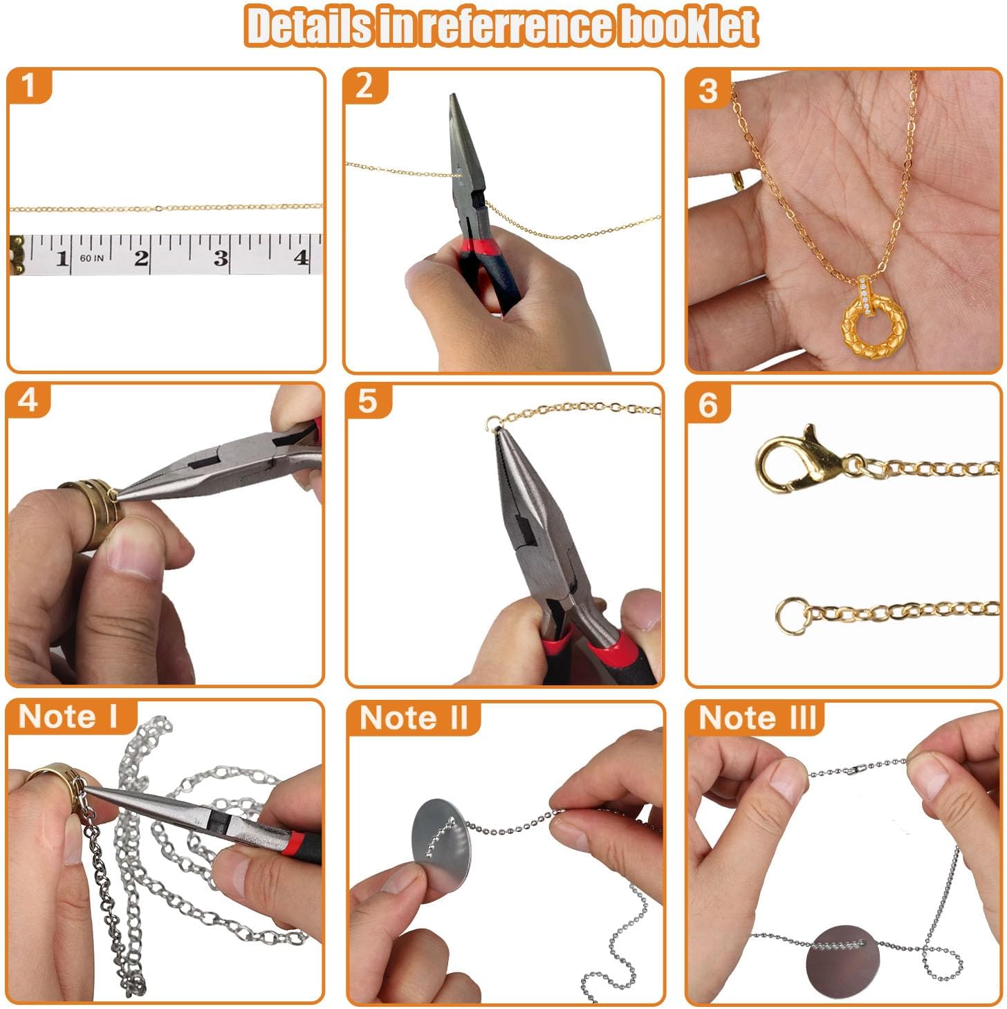 Fesorsi Silver Chain for Jewelry Making, 29.5ft 4 Style Steel Jewelry Chain, Electroplating Process, for DIY Necklace Chains, Tassel Pendants, with Jump Ring, Lobster Clasp, Pliers - Image 5