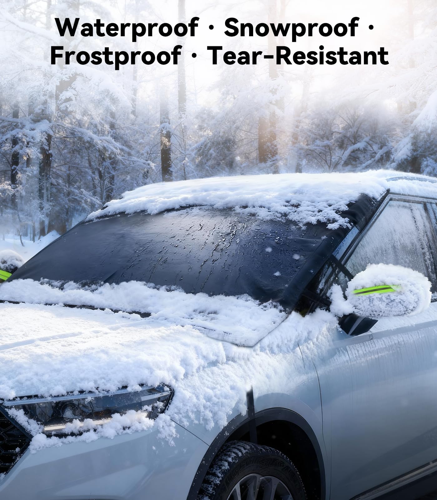 Nmoiss-3-in-1 Windshield Snow Cover for Ice Snow Frost 600D Heavy Cover Ice Scraper Complete Winter Protection with 360 — view 7