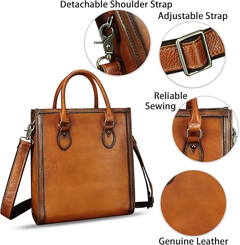 Miniatura 6 de Bolsos y monederos de cuero genuino para mujer, bolso de hombro hecho a mano vintage de piel de vaca