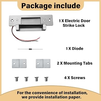 Heavy Duty Electric Door Strike Lock,ANSI Standard Fail-Secure/Fail-Safe Electric Strike Lock for Door Access Control System,Cylindrical or Mortise Installation (Input Voltage 12VDC)