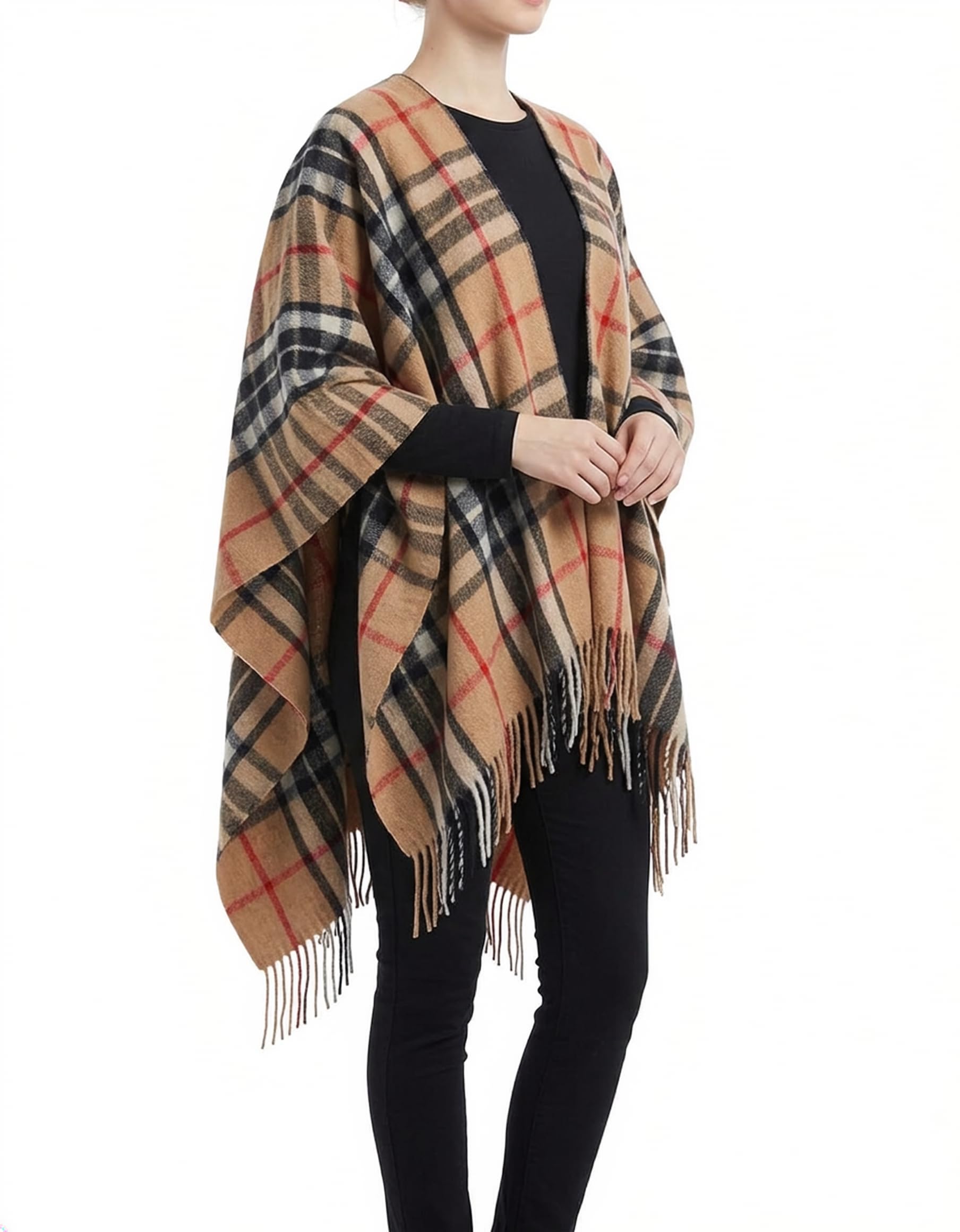 Tartan Tweeds Unisex Thomson Camel Merino Wool Tartan Cape, One Size (Uk, Alpha, One Size, Regular, Regular, )