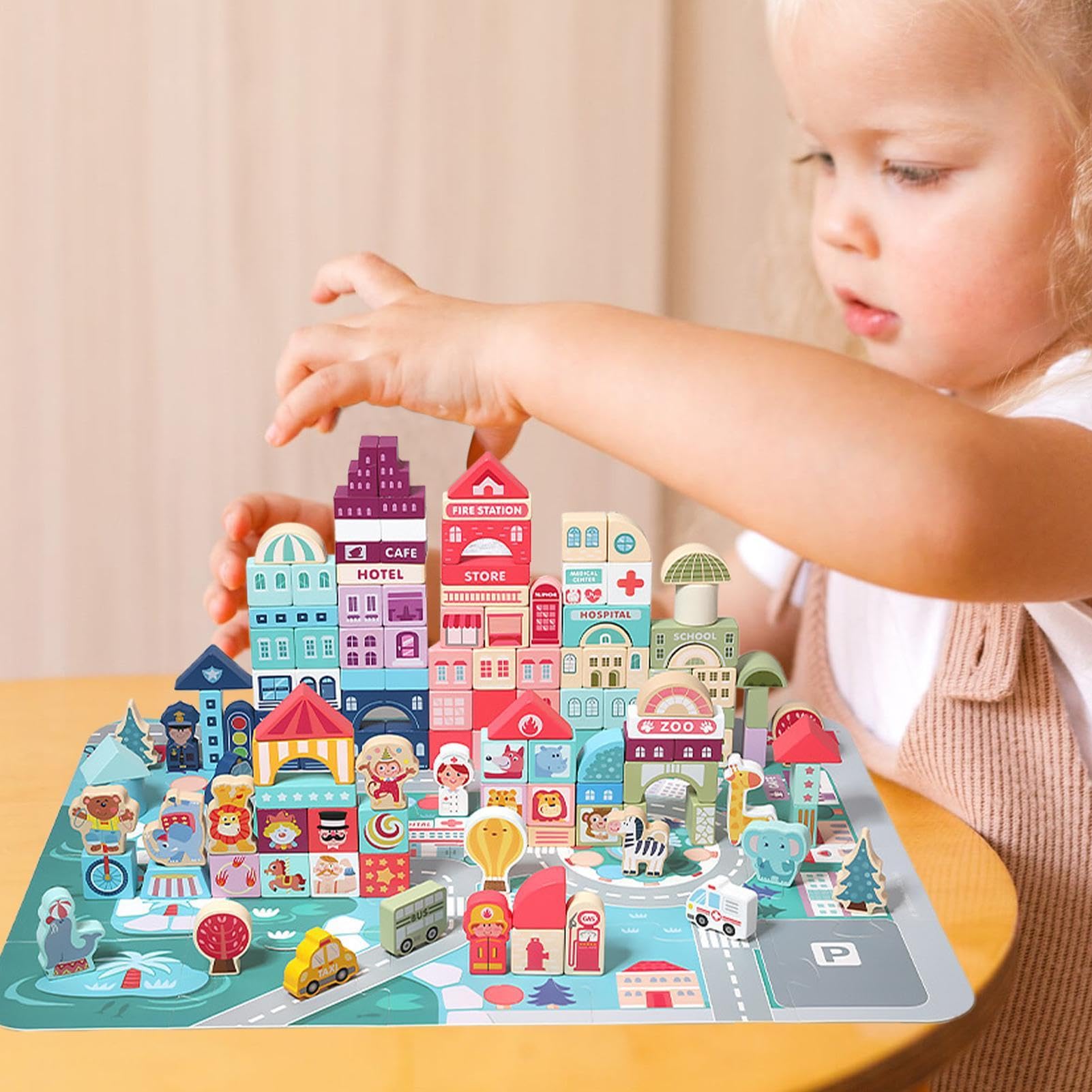 Bloques de construcción de ciudad, ladrillos educativos para niños con