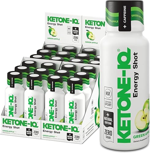 Ketone-IQ Ketone Energy Shots - 100 mg de cafeína de té verde, 5 g de cetonas exógenas y vitaminas B - 24 shots de cafeína para llevar - bebida