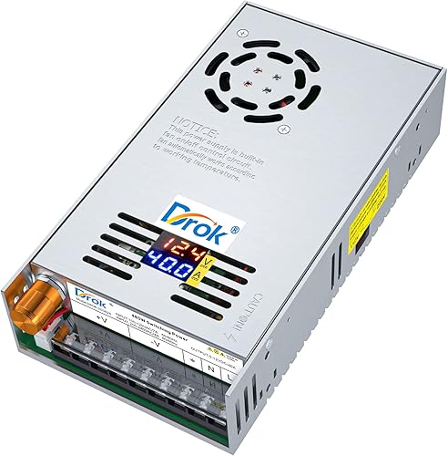 Miniatura 1 de DROK Fuente de alimentación de 12 V, CA 110 V 220 V a CC 0-12 V 40 A 480 W convertidor Buck pantalla doble, adaptador ajustable variable regulado 5